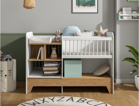 Convertible baby bed - Convertible baby bed with changing table Calisson + mattress 40x80