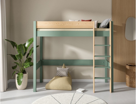 Lit mezzanine Landes Kaki et Bois