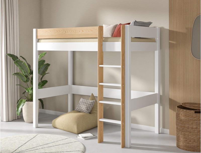 Letto soppalco Landes Bianco e Legno