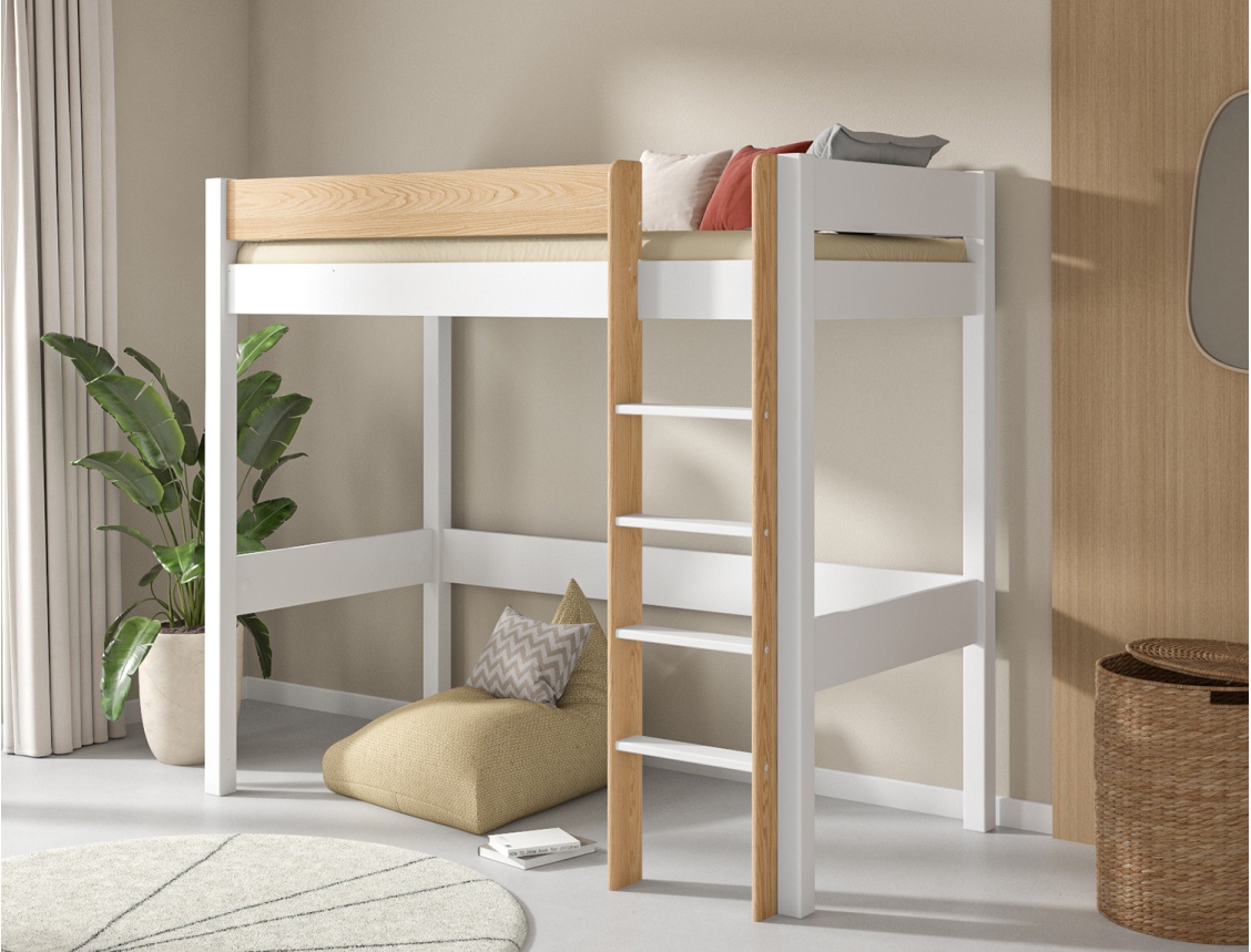 Letto soppalco Landes Bianco e Legno