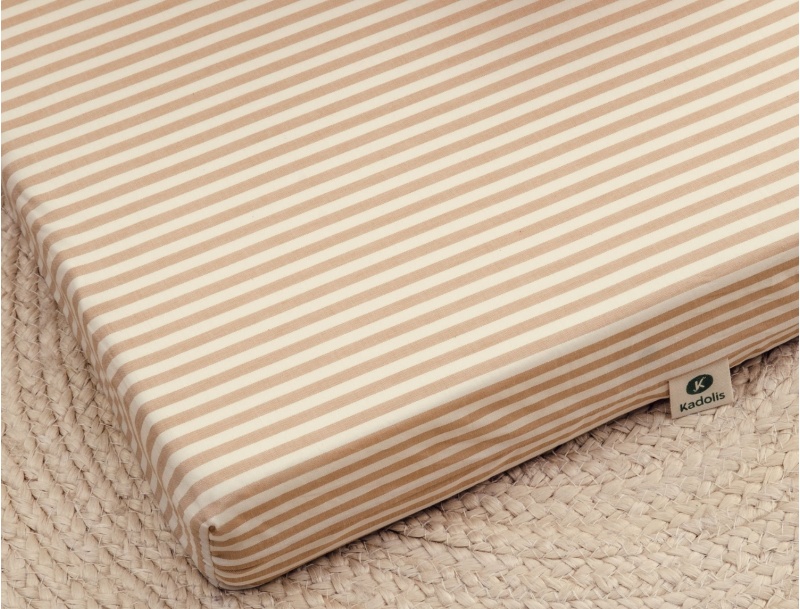 Opvouwbare extra matras 8cm dik in gestreept biologisch katoen amber