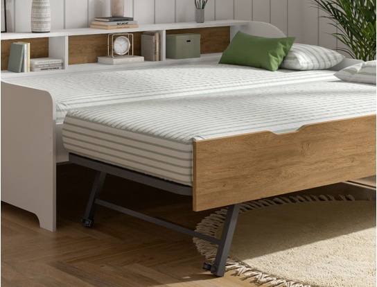 Aperçu du lit banquette Achille Blanc avec tiroir gigogne 90x200