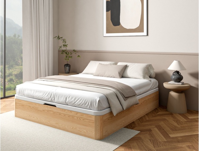 Letto contenitore 140x200 in pino massiccio Landes