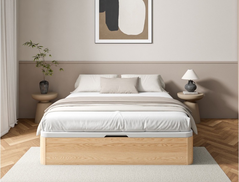 Landes 140x200 sleeping size storage bed with large storage space in solid pine