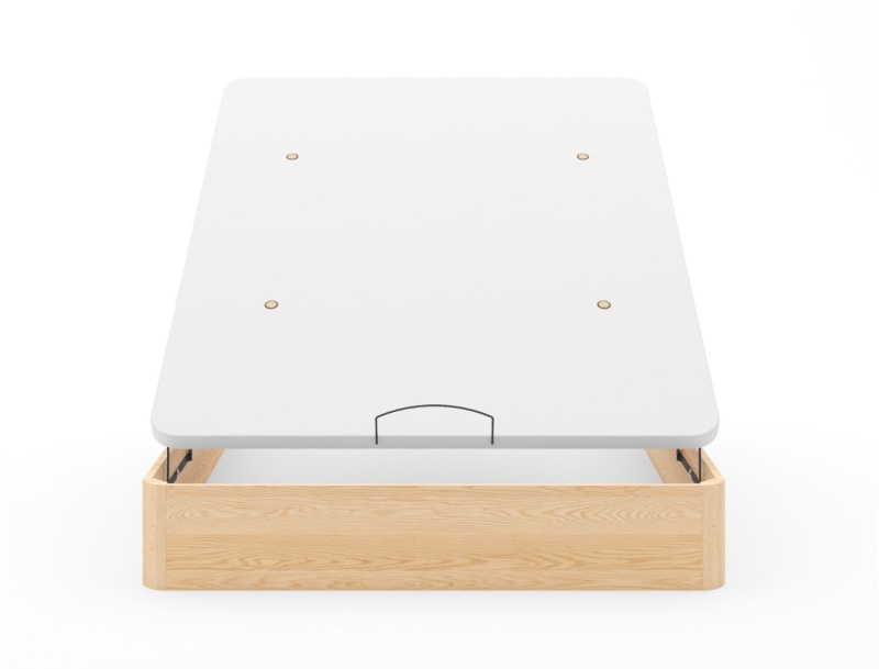 Opbergbed in massief grenen 140x200 Landes met krachtige hefcilinders