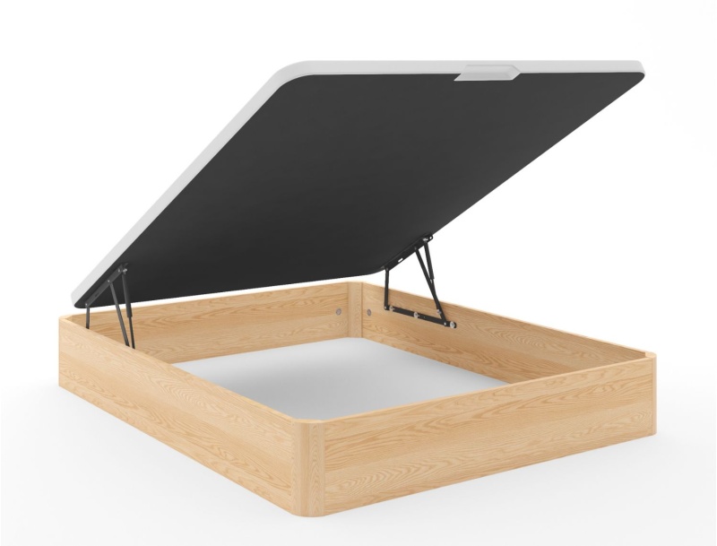 Cama canapé en pino macizo 160x200 Landes con gran espacio de almacenamiento