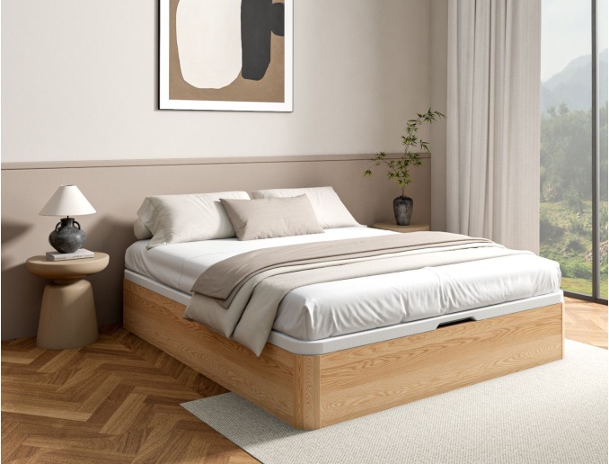 Letto contenitore rete 160x200 in pino massello Landes