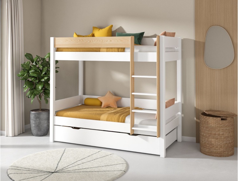 Letto a castello bianco e legno Landes