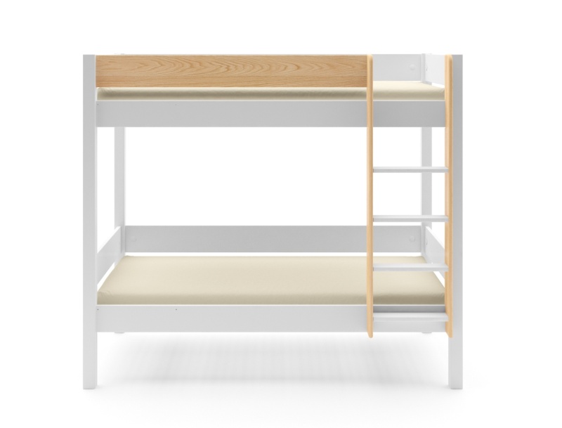 Landes White & Solid Wood Bunk Bed with 16cm thick mattress