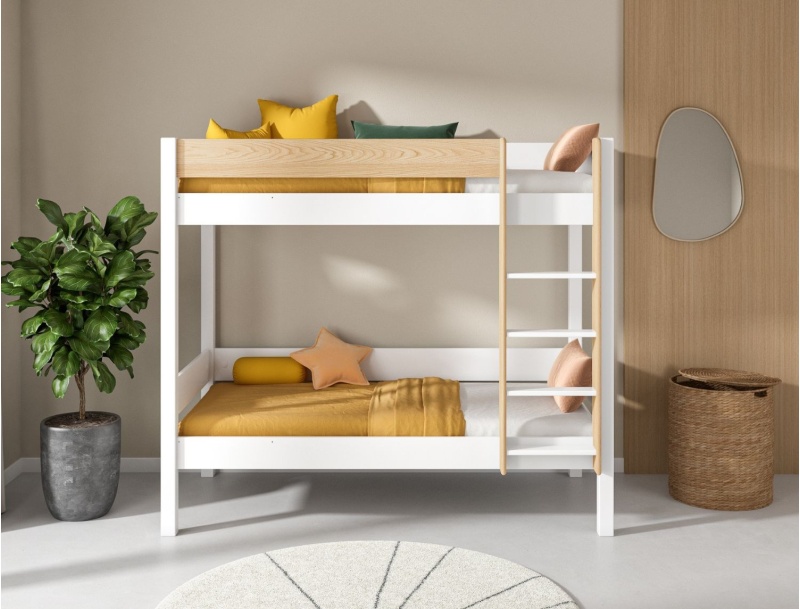 Letto a castello bianco e legno in Pino delle Landes