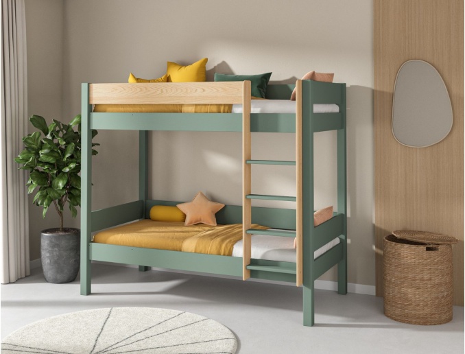 Etagenbett 90x190 aus Landes-Kiefer Khaki