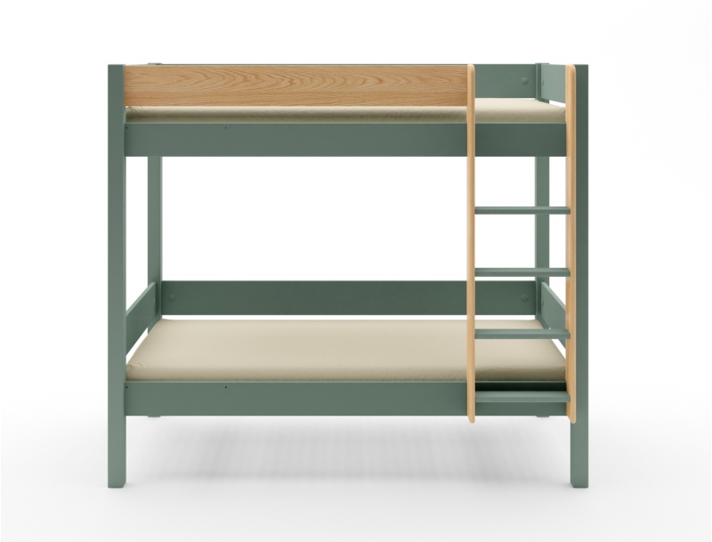 Litera Landas Kaki y pino macizo y colchón 16cm