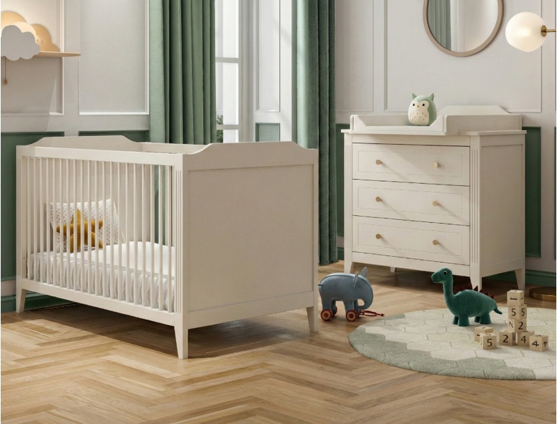 Preview of Héritage Cream dresser with baby crib from the same collection