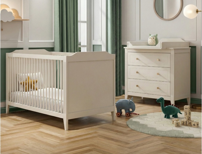 Chambre bébé duo avec commode et plan à langer Héritage Crème
