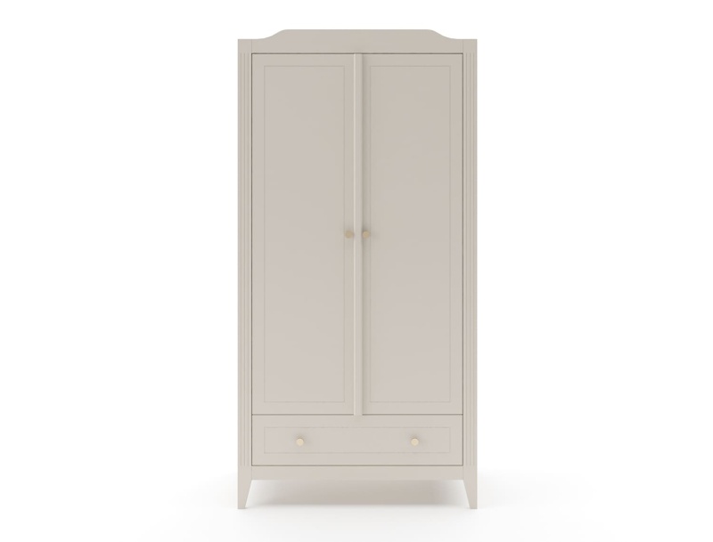 Héritage Cream wardrobe with moldings and fluting in solid wood