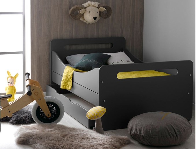 Lade van het uitbreidbare kinderbed Feroe antraciet. Bed te ontdekken op de website.