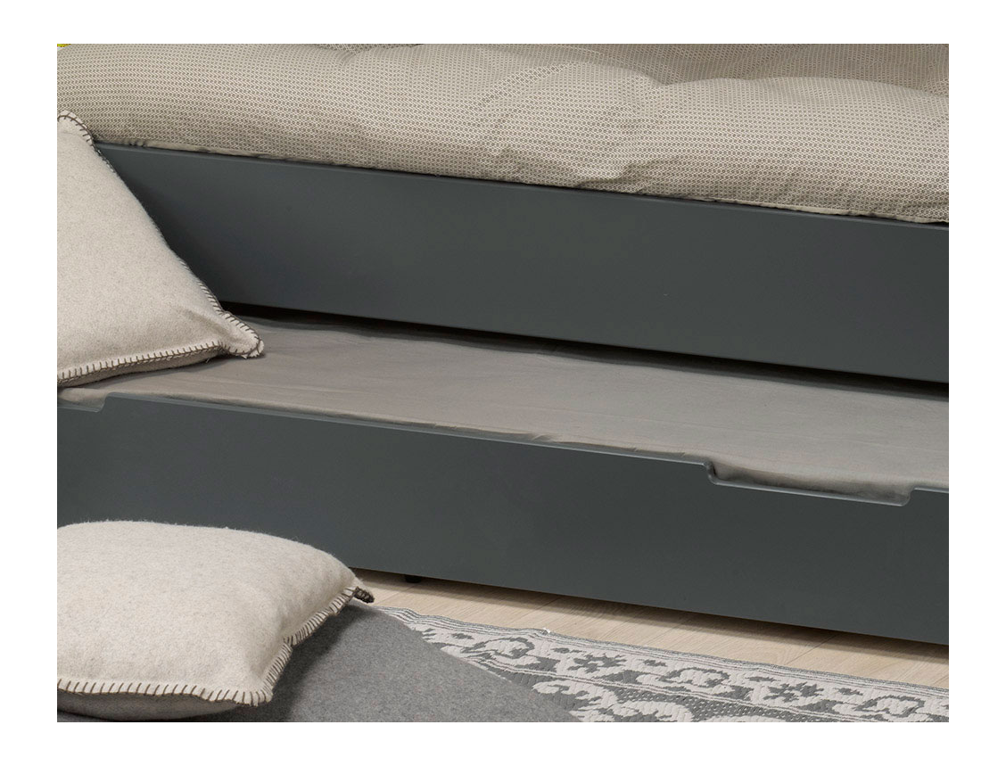 Tiroir lit enfant Milo et lit superposé Milo anthracite 90x200 Tiroir lit enfant Milo et lit superposé Milo anthracite 90x200