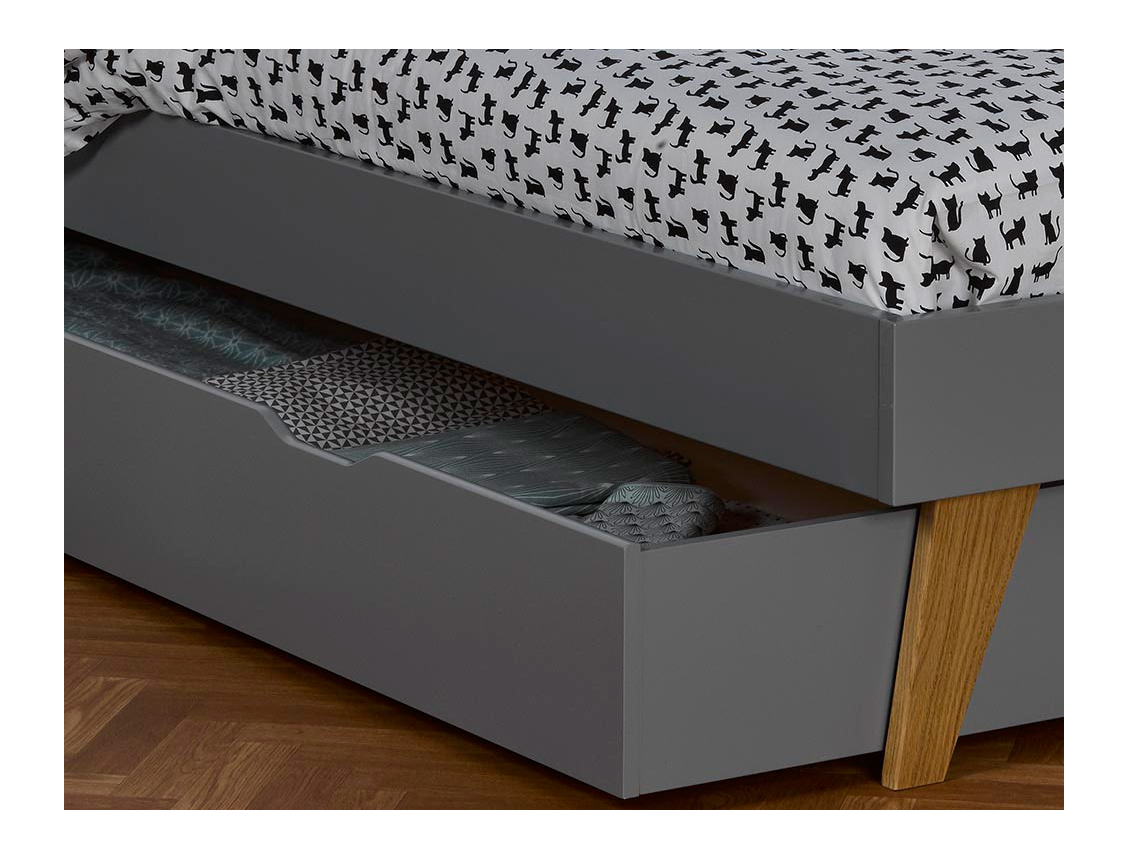 Lade van het Grijze Flanel kinderbed Origine 90x200. Ontdek het Bloom-bed op onze website.