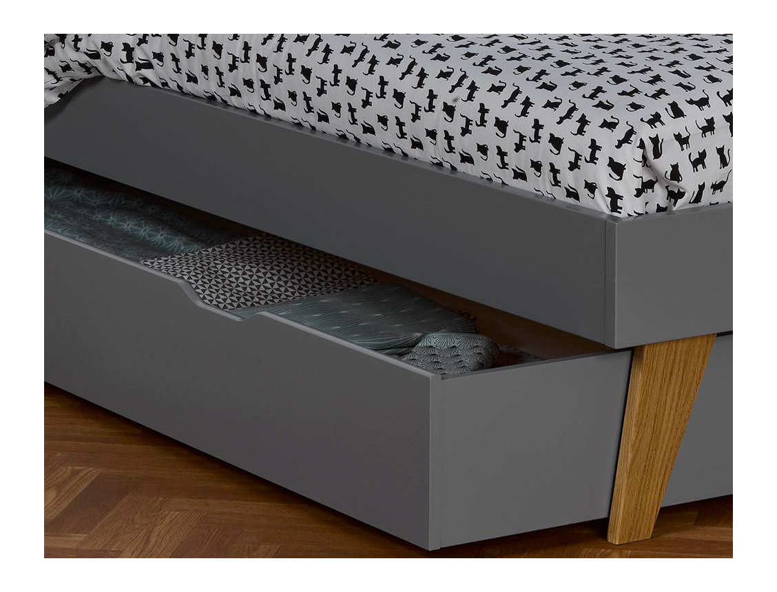 Schublade des Kinderbettes Origine Flanellgrau 90x200. Entdecken Sie das Bloom-Bett auf unserer Website.