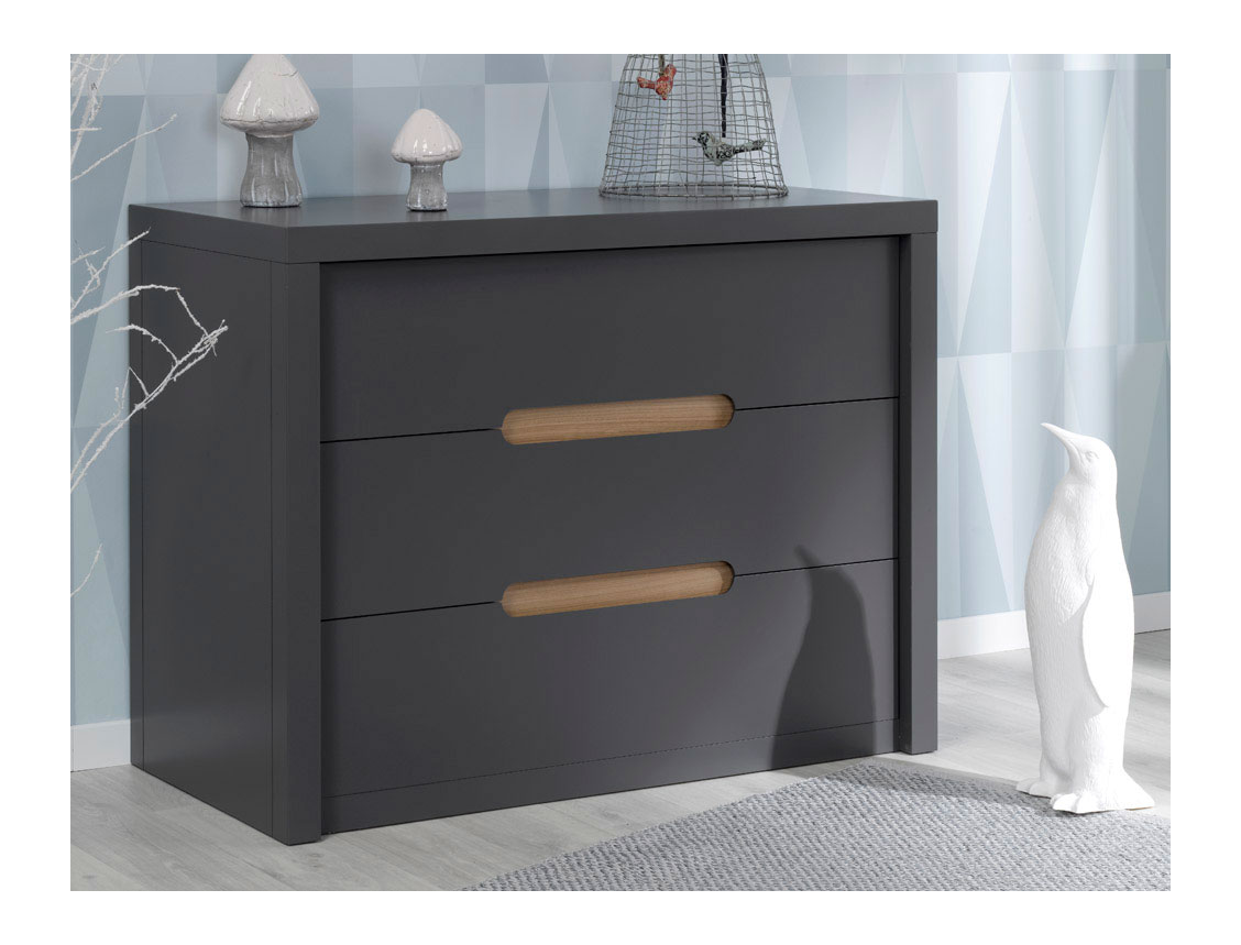 Commode antracietgrijs en hout 3 laden Milo